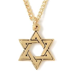 22k Gold Plated Pewter Star of David Pendant by Bob Siemon, 20″