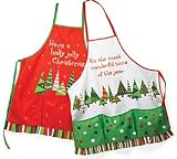 Set Of 2 Christmas/Holiday Aprons Hand Painted With Christmas Song Lyrics Great For Holiday Chefs
