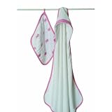 Bathing Beauty Hooded Towel & Washcloth Set in Pink by Aden + Anais