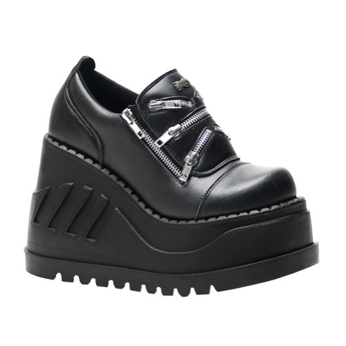 4 3/4 Inch Wedge Platform Gothic Shoes Sneaker Style Zippers Black