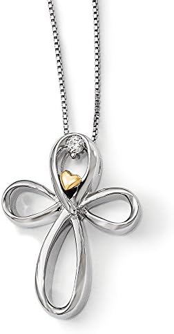 Endless Love Diamond Cross Necklace in Sterling Silver &amp; 14K Gold