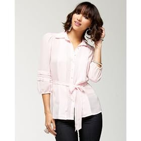 bebe Chiffon Sash Belted Shirt