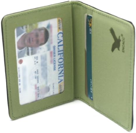 New Black & Green Faux Leather Id Window Business Credit Card Wallet Holder Purse