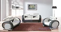 Hot Sale Exquisite Modern Contemporary Leather Living Room Set, White/Black