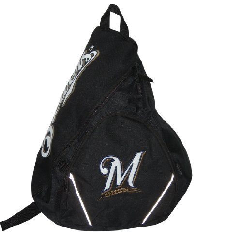 Milwaukee Brewers MLB Baseball Team Sling Shoulder Sports Bag / Athletic Backpack - Black (Size: one size)