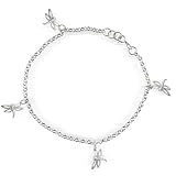 Bling Jewelry .925 Sterling Silver Multi Dragonflies Ankle Bracelet