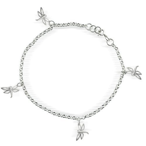 Bling Jewelry .925 Sterling Silver Multi Dragonflies Ankle Bracelet