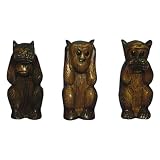 EXP Hear Speak See No Evil Hand-Carved Acacia Wood Monkey Figurines, Set of 3
