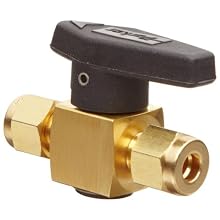 Parker 4A-PR4-VT-B Brass Plug Valve, 1/4" A-Lok Compression Fitting