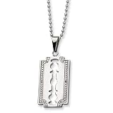 Stainless Steel and Diamond Razor Blade Necklace
