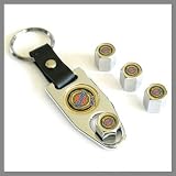 Chrysler Full Color Logo Tire Valve Caps with Wrench Key Chain