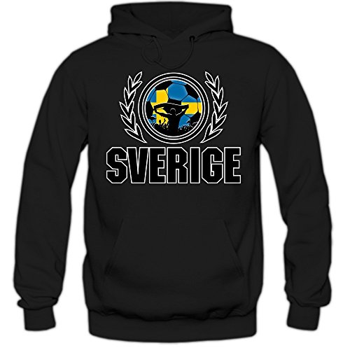 Schweden EM 2016 #2 Hoody | Fußball | Herren | Blågult | Trikot | Nationalmannschaft, Farbe:Schwarz (Black F421);Größe:S
