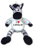 Zebra Plush Toy with I Love Catalin T-Shirt