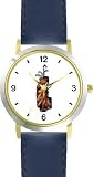 Golf Bag with Clubs - Golf Theme - WATCHBUDDY® DELUXE TWO-TONE THEME WATCH - Arabic Numbers - Blue Leather Strap-Women's Size-Small