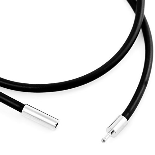 Men's 2mm Wide Alloy Rubber Cord Necklace Chain Black Silver 14~40 Inch