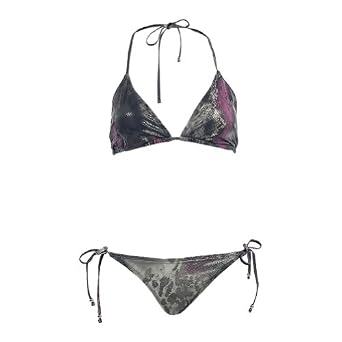 Buy 2 Pc Bikini Snake Pattern Set Halter Top & Bottom Purple by Marina West