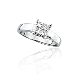 14K White Gold 1 ct. Princess Cut Invisible Set Diamond Ring