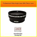Extra large Wide Angle Lens With Macro lens For The Sony DCR-SR68, DCR-SR88, HDR-CX110, HDR-CX150, HDR-CX300, HDR-CX350, HDR-CX500V, HDR-CX550V, HDR-XR100, HDR-XR150, HDR-XR350V, HDR-XR550V