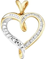 10KT Yellow Gold 0.12 CTW-Diamond I-LOVE-U Pendant
