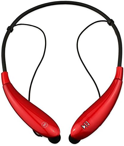 Bluetooth Wireless Headset, Wireless Stereo Headphones with Magnetic Earbuds Storage plus Memory Flex Neckband Design, Universal Compatibility To All Mobile Devices Including iPhone / Samsung Galaxy / HTC / Kindle Fire [HV-801 by HV Digital] (Red)