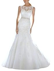 Mermaid Crystals Sequined Crystal Beaded Lace Organza Wedding Dress 