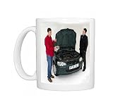 Car salesman with customer checking oil levels Photo Mugs