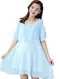 【TPGROWIN】 マタニティ ウェア ワンピース ドレス シフォン 授乳口付き 森ガール 出産 外出着 妊婦服 産前 産後 授乳服 授乳 楽ちん (M, ブルー)