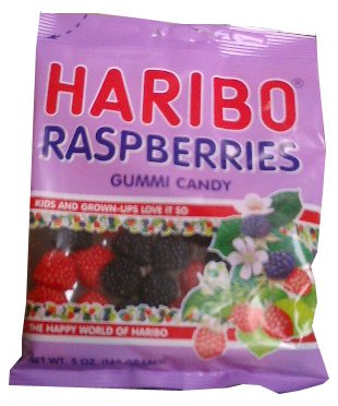 Haribo Raspberries Gummi Candy, 5oz (142g) by Raspberry Candy