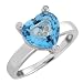 Genuine Diamonds Floating In 9MM Heart Blue Topaz Ring