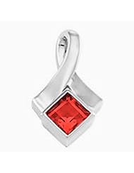 18K Yellow Gold Princess Cut Chatham Created Ruby Pendant -- LIFETIME WARRANTY