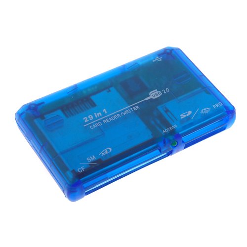 All-in-1 Blue USB Memory Card Reader for Secure Digital: Minisd (With Adapter), Microsd/transflash (With Adapter), Compact Flash: Cf I, Cf Ii, Cf Ultra Ii, Microdrive, Xd Picture Cards, Memory Stick: Memory Stick, Memory Stick Pro, Memory Stick Duo, Multimedia Card: MMC I, MMC Ii, Rs-mmc, Hs-mmc
