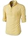 H2H Mens Casual Slim Fit Henley Roll-up Sleeve Cotton Lightweight Shirts