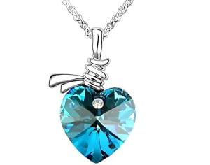 Crystal Love Pendentif Coeur Collier Swarovski Elements Valentine Gift Bleu