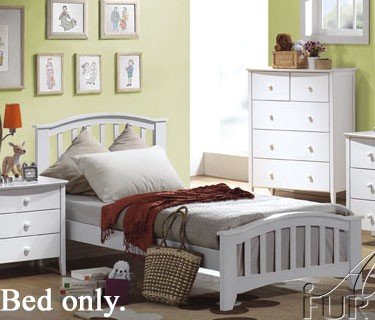 Full Size Bed Contemporary Style White Finish