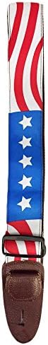 Master Strap Guitar Strap - American Flag - Brown Leather Ends with Built In Pick Pocket