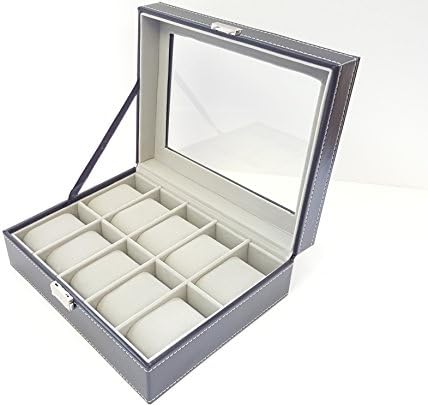 Virtual Outlet Vintage Style Watch / Jewelry Display Box Case Showcase Lock &amp; Key Screen Cover 10 Grid