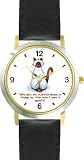 Siamese Cat Cartoon or Comic - JP Animal - WATCHBUDDY® DELUXE TWO-TONE THEME WATCH - Arabic Numbers - Black Leather Strap-Size-Children's Size-Small ( Boy's Size & Girl's Size )