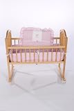 Baby Doll Bedding Gingham with Rocking Horse Applique Cradle Bedding Set, Lavender