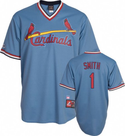 MLB Ozzie Smith St.Louis Cardinals 1967-97 Adult Short Sleeve Synthetic Replica Jersey (Col Blue, Xx-Large)