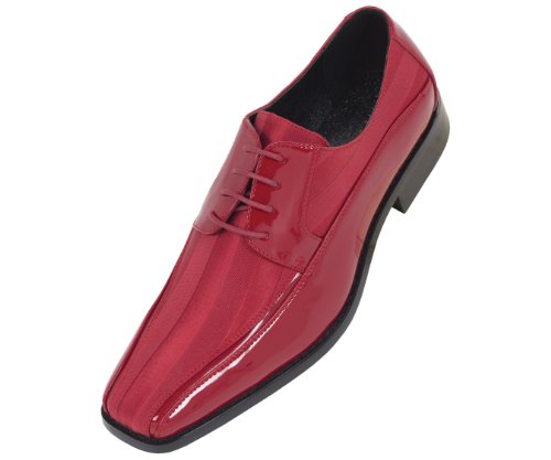 Viotti Mens Red Dress Oxford with Striped Satin and Patent Trim : Style 179 Red-005
