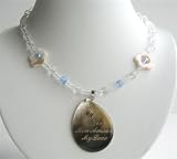 41W%2BDcs0RHL. SL160  Simulated Clear & Ab Crystals Necklace w/ Shell Pendant & Words On Pendant My Love Mon Amour New!!