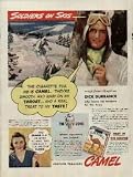 Soldiers on Skies - says former Olympic ace DICK DURRANCE who trains ski troopers for the Army. Also pictured housewife, Mrs. Ruth Martin. ..... 1943 Camel Cigarettes Ad, A3441A