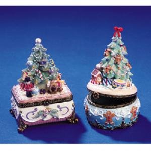 HRISTMAS TREE HINGED BOX SET OF 2 - 3 5 6-4.25