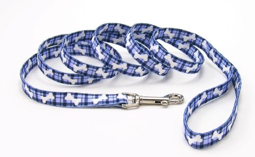 Pet Attire Styles Plaid Bones 4 Foot Dog Leash with a Width of 1 in.