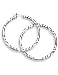 14K White Gold Hoop Earrings - 1 9/16" diameter (3mm thickness)
