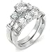 Jewelry : Sterling Silver Cubic Zirconia CZ Wedding Engagement Ring Set