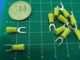 U字端子＜黄　10個＞　ビニル絶縁付　角先開形端子＜con-341＞