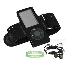 Apple iPod nano (5th Generation) NEWEST MODEL Premium Accessory Kit For ( Ipod Nano 8 GB , Ipod Nano 16 GB ) includes: Black Athletic Sports Armband skin Cover case + ipod nano 5th generation earphones + Vangoddy TM, Live*Laugh*Love wrist band!!!
