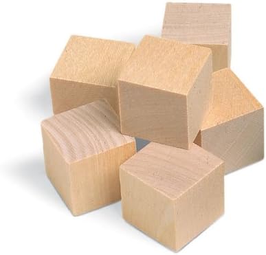 Village Crafts 50 Piece 1" Square Blocks Unfinished Craft Wood Cube