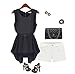 Aokin Women's Chiffon Slim Sleeveless Shirt Tops Blouse Belt Included